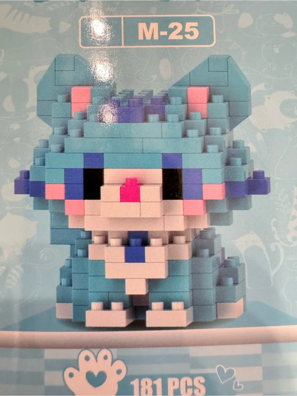 Bricks Blue cute cat Building blocks Set 181 pieces